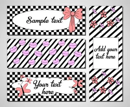 Set of creative vector universal cards. Wedding, anniversary, birthday, party Stock Illustration
