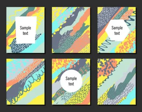 Set of creative vector universal cards. Wedding, anniversary, birthday, party Stock Illustration