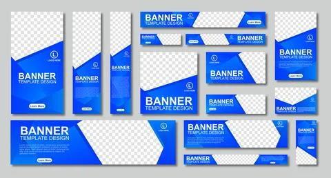 Set of creative web banners of standard size with a place for photos. Modern  Stock Illustration