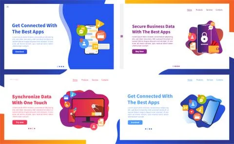 Set of creative website template concepts for website and mobile apps Stock Illustration