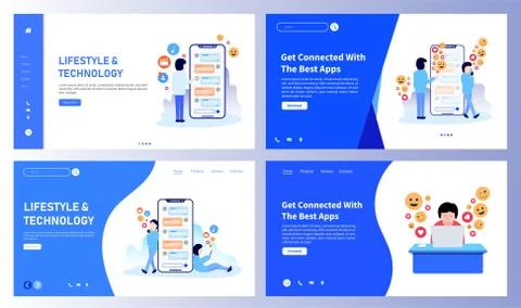 Set of creative website template concepts for website and mobile apps design Stock Illustration
