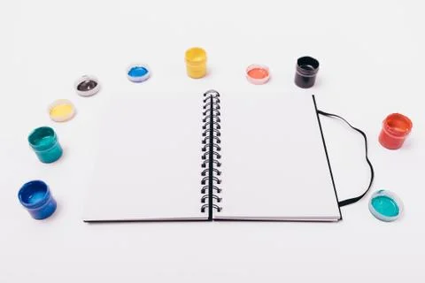Set for creativity on white desktop Stock Photos