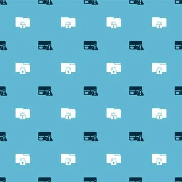 Set Credit card and Folder and lock on seamless pattern. Vector Stock Illustration