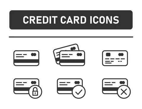 Set of credit cards icon isolated on white background. Vector illustration. Stock Illustration