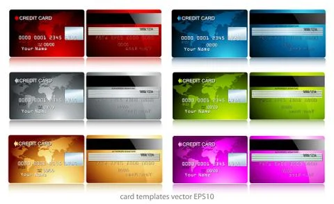 Set of credit cards Illustrazione stock