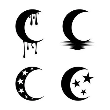 Set of Crescent Moon Vector Illustration Stock Illustration