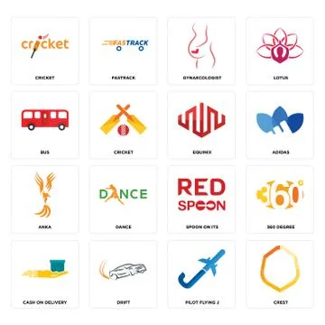 Set of crest, pilot flying j, cash on delivery, spoon its, anka, equinix, bus Free Stock Illustration