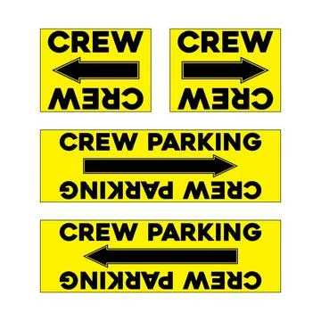 Set of Crew parking direction indicated by arrow road signs Stock Illustration