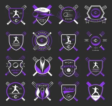 Set Cricket Badges Illustrazione stock