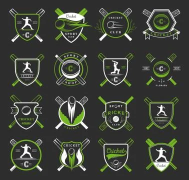 Set Cricket Badges Stock Illustration