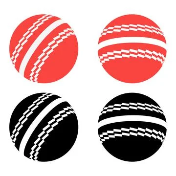 Set of Cricket ball icon with shadow, equipment element closeup design, sport 스톡 일러스트