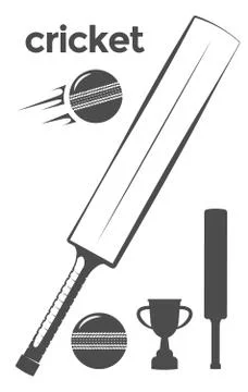 Set of cricket design elements Stock Illustration