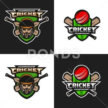 Set of cricket sports emblem. Stock Illustration