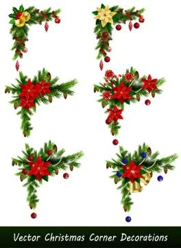 Set of Cristmas corner decorations Stock Illustration