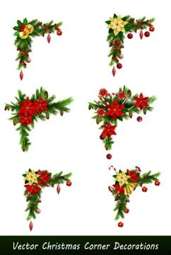 Set of Cristmas corner decorations Stock Illustration