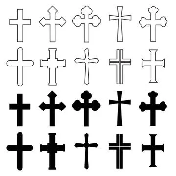 Set of cross many design icon on white, stock vector illustration Stock Illustration