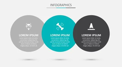 Set Crossed bones, Devil head and Witch hat. Business infographic template Stock Illustration
