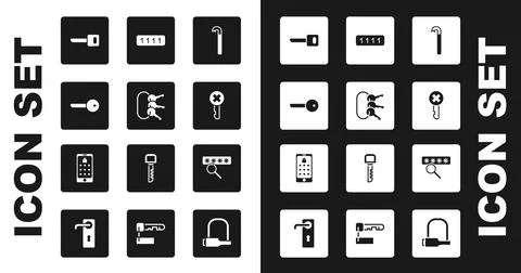 Set Crowbar, Bunch of keys, Key, Wrong, Password protection, and Mobile and Stock Illustration