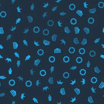 Set Crown, Camera shutter, Warehouse and Speaker on seamless pattern. Vector イラスト素材