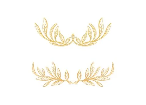 Set of crown. Hand drawn border, olive foliage Stock Illustration