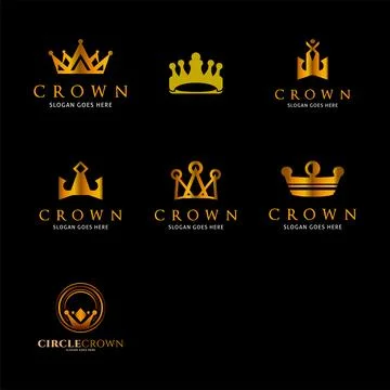 Set of Crown Icon Vector Logo Template Illustration Design Stock Illustration