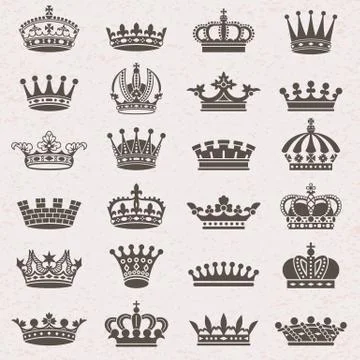Set of crown icons 库存插图