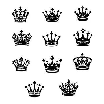 Set of crown icons Illustrazione stock