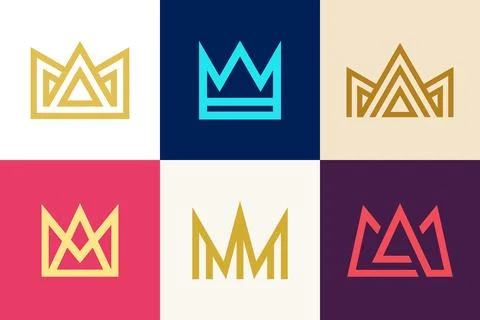 Set of Crown Logo Stock Illustration