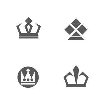Set Crown Logo Template vector icon Stock Illustration