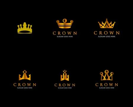 Set of Crown Logo Template Vector Icon Illustration Design Stock Illustration