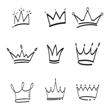 Set of crown vector illustration hand drawn Stock Illustration