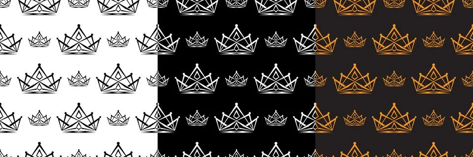 Set of crown vector seamless pattern for background and wallpaper 스톡 일러스트