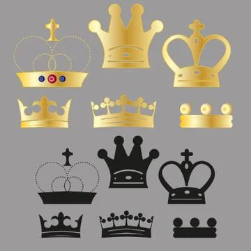 Set of crowns Stock Illustration