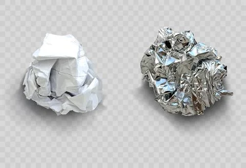 Set of crumpled sheets of paper and foil Stock Illustration