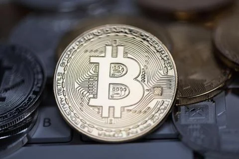 Set of cryptocurrencies. Bitcoin as most important cryptocurrency concept. Stock Photos