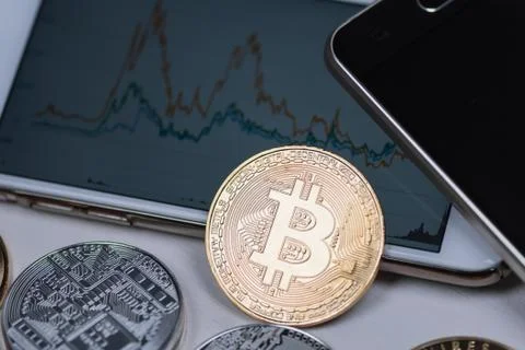 Set of cryptocurrencies. Bitcoin as most important cryptocurrency concept. Stock Photos