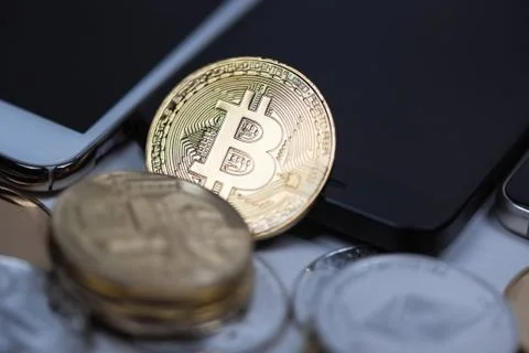 Set of cryptocurrencies. Bitcoin as most important cryptocurrency concept. Stock Photos