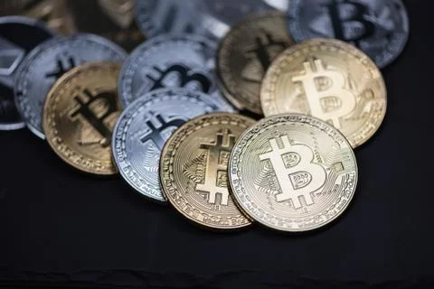 Set of cryptocurrencies. Bitcoin as most important cryptocurrency concept. Stock Photos