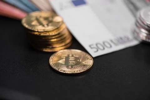 Set of cryptocurrencies. Bitcoin as most important cryptocurrency concept. Stock Photos