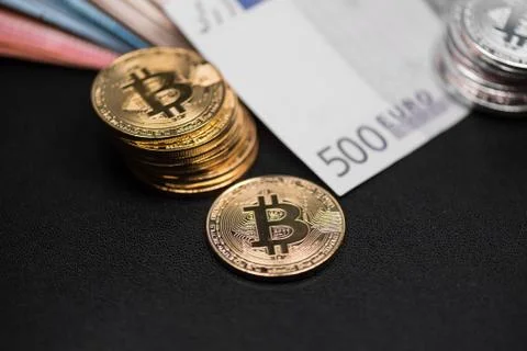 Set of cryptocurrencies. Bitcoin as most important cryptocurrency concept. Stock Photos