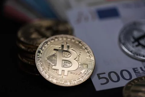 Set of cryptocurrencies. Bitcoin as most important cryptocurrency concept. Stock Photos