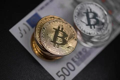 Set of cryptocurrencies. Bitcoin as most important cryptocurrency concept. Stock Photos