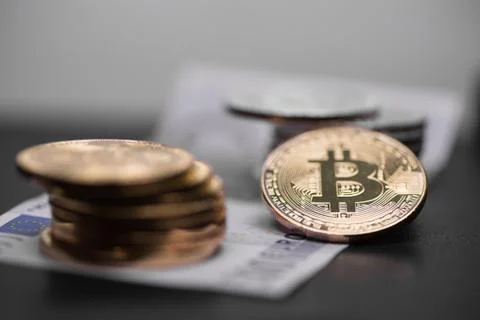 Set of cryptocurrencies. Bitcoin as most important cryptocurrency concept. Stock Photos