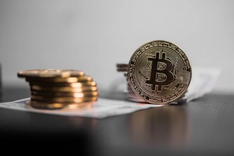 Set of cryptocurrencies. Bitcoin as most important cryptocurrency concept. Stock Photos