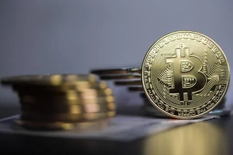 Set of cryptocurrencies. Bitcoin as most important cryptocurrency concept. Stock Photos