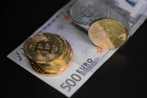 Set of cryptocurrencies. Bitcoin as most important cryptocurrency concept. Stock Photos