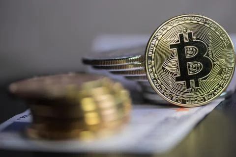 Set of cryptocurrencies. Bitcoin as most important cryptocurrency concept. Stock Photos