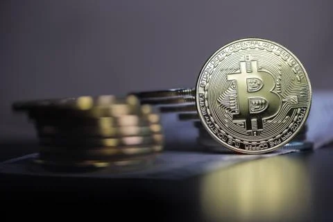 Set of cryptocurrencies. Bitcoin as most important cryptocurrency concept. Stock Photos