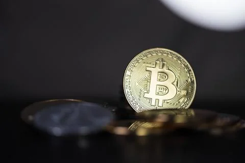Set of cryptocurrencies. Bitcoin as most important cryptocurrency concept. Stock Photos