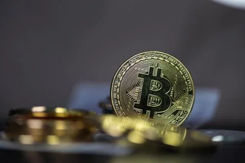 Set of cryptocurrencies. Bitcoin as most important cryptocurrency concept. Stock Photos